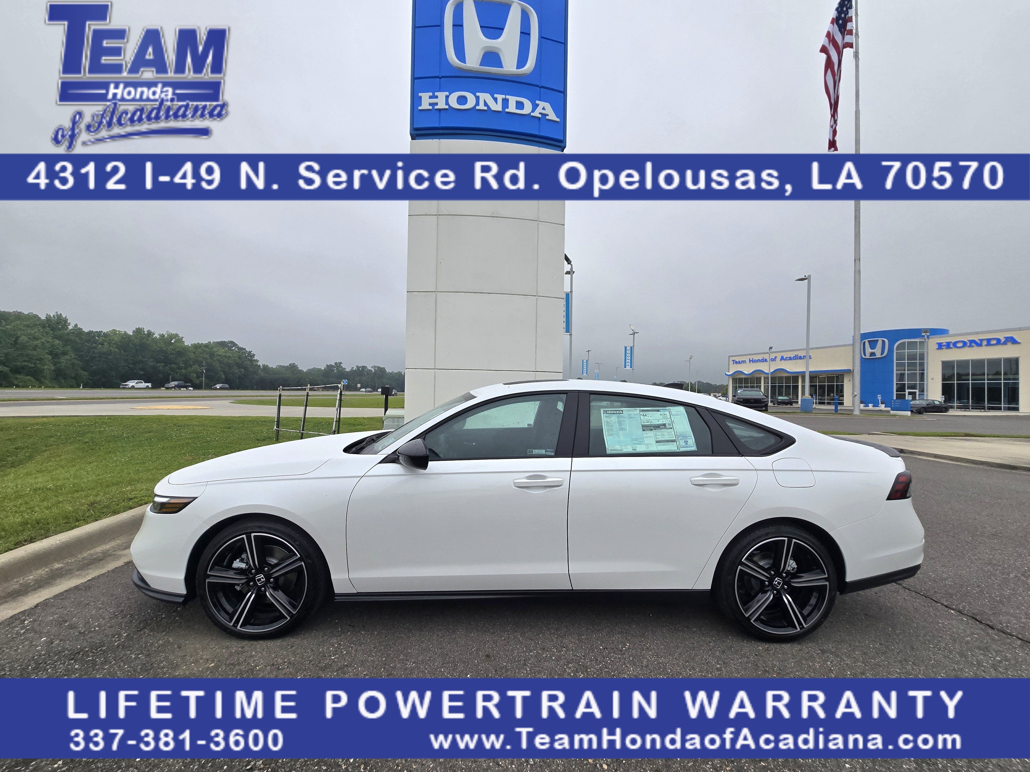 2026 Honda Accord Hybrid Sport in Platinum White Pearl — front three-quarter view