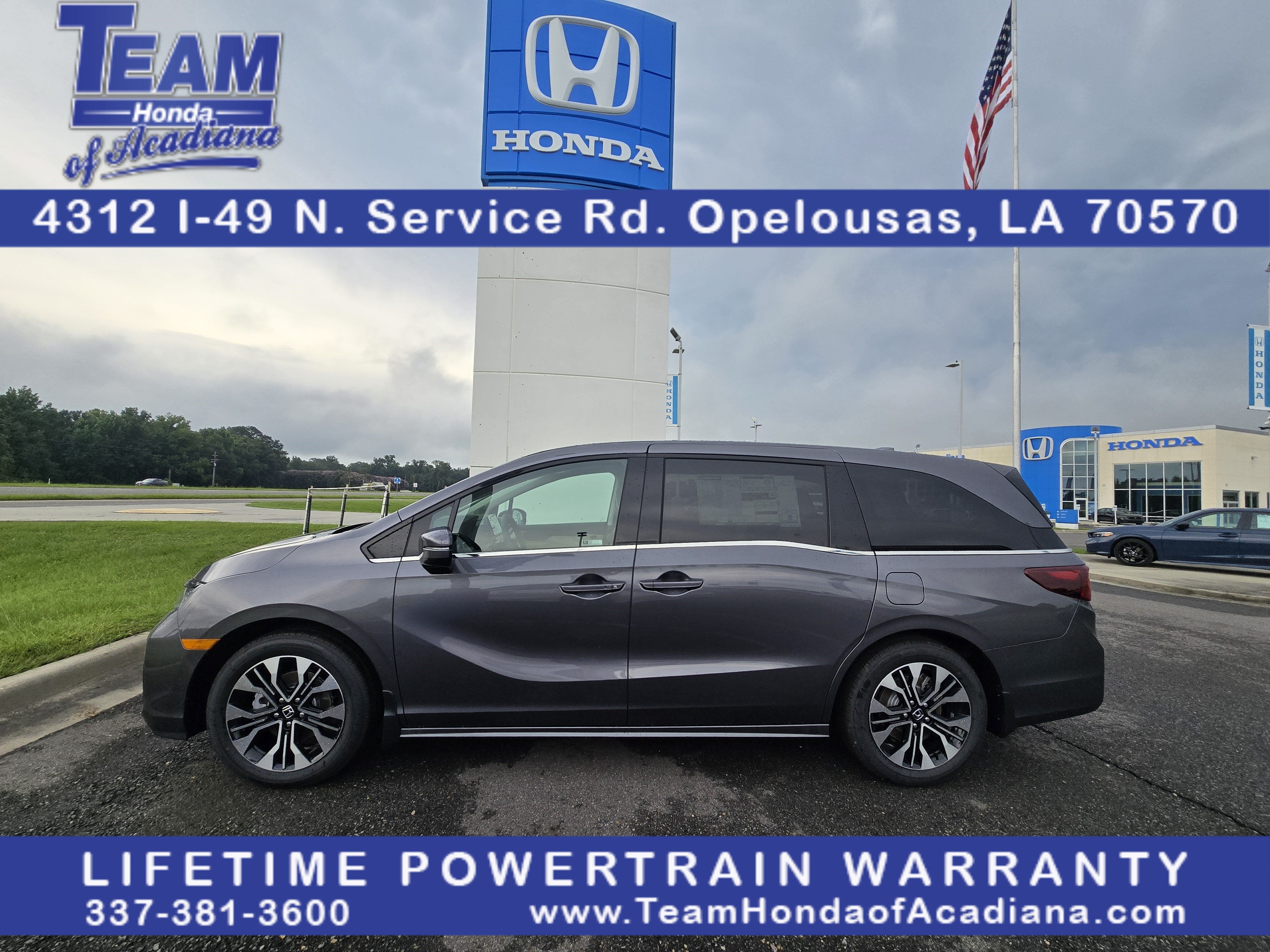 2026 Honda Odyssey Elite in Modern Steel Metallic — front three-quarter view